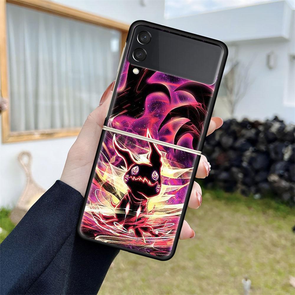 

Чехол для телефона Pokemon Cool Pikachu для Samsung Galaxy Z Flip 3 5G, черный твердый чехол ZFlip3, защитный чехол от падения, роскошный чехол Samsung Z Flip 3