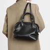 New Bowling Shell Bag Women's Genuine Cowhide Handbag with Pleated Design Large Capacity Crossbody Shoulder Bag for Commute Fashion Daily Use Bag