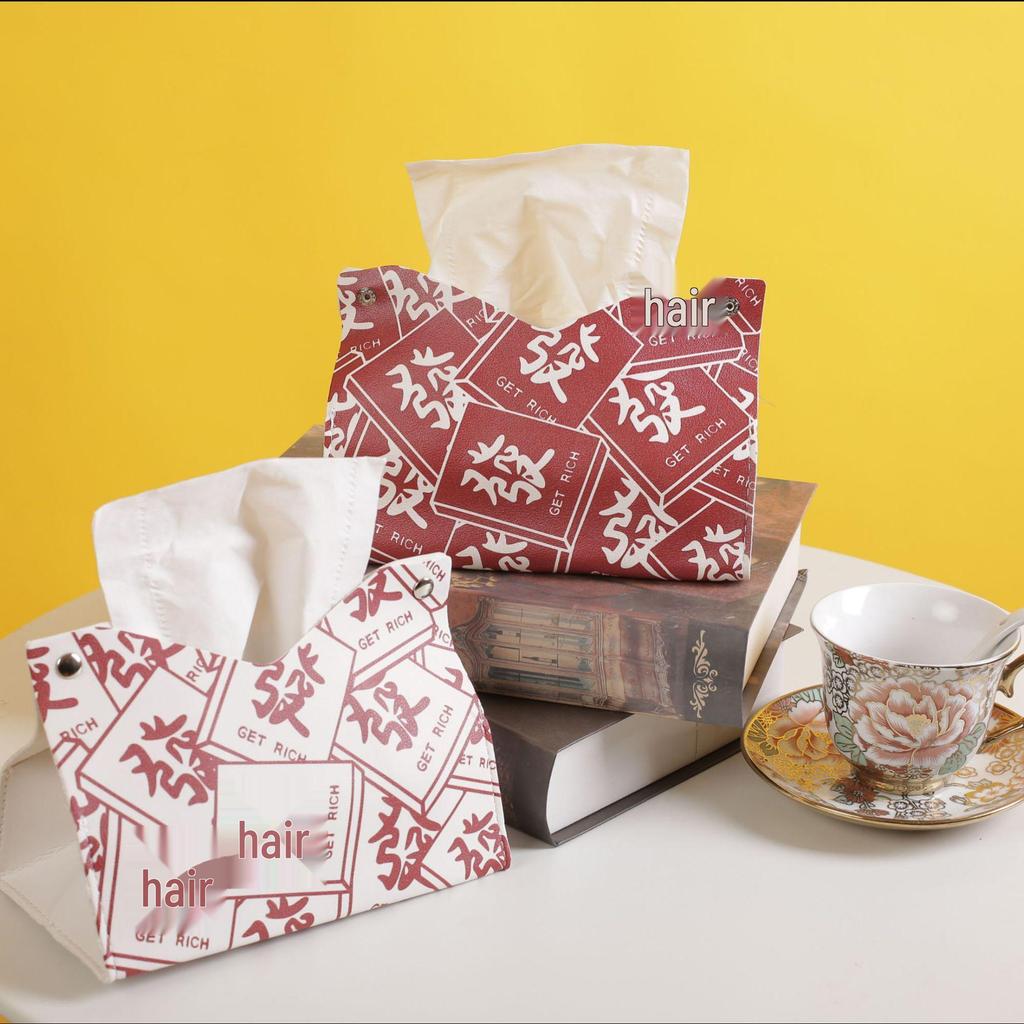Luxury Red Chinese Tissue Box for Dining Table and Living Room
