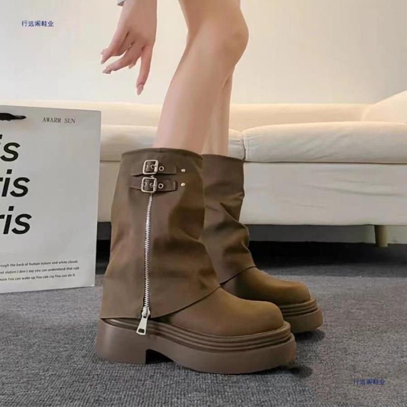 Martin small style thick-soled new short boots women's retro stacked thin student shoes tide