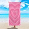 2D Printing Pink Heart Stripe Beach Towel Vintage Love Pattern Summer Vacation Swimming Pool Towel Soft Quick Dry Towel