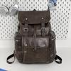 Schoolbag, European and American outdoor backpack, casual student backpack, large capacity travel backpack, canvas patchwork soft leather hiking bag