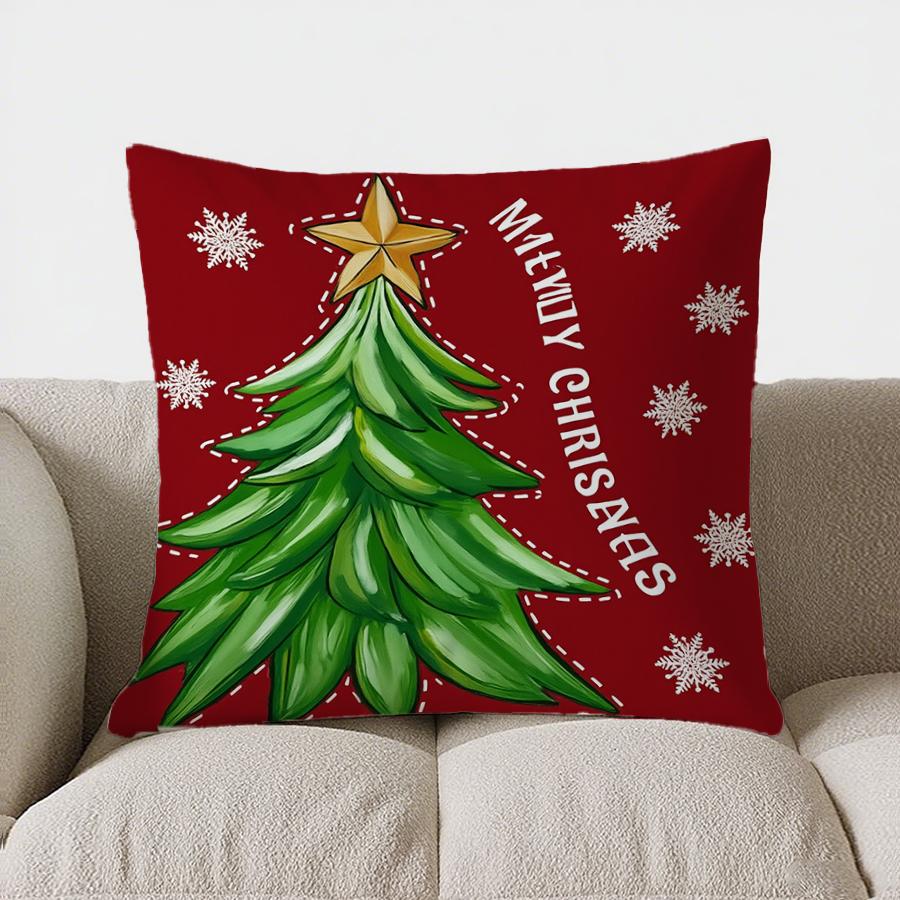 

Home Decor Merry Christmas Snowflake Pattern Pillow Cover Pattern Cushion Cover Suitable For Sofa Bedroom Car Pillow Cover 40x40cm
