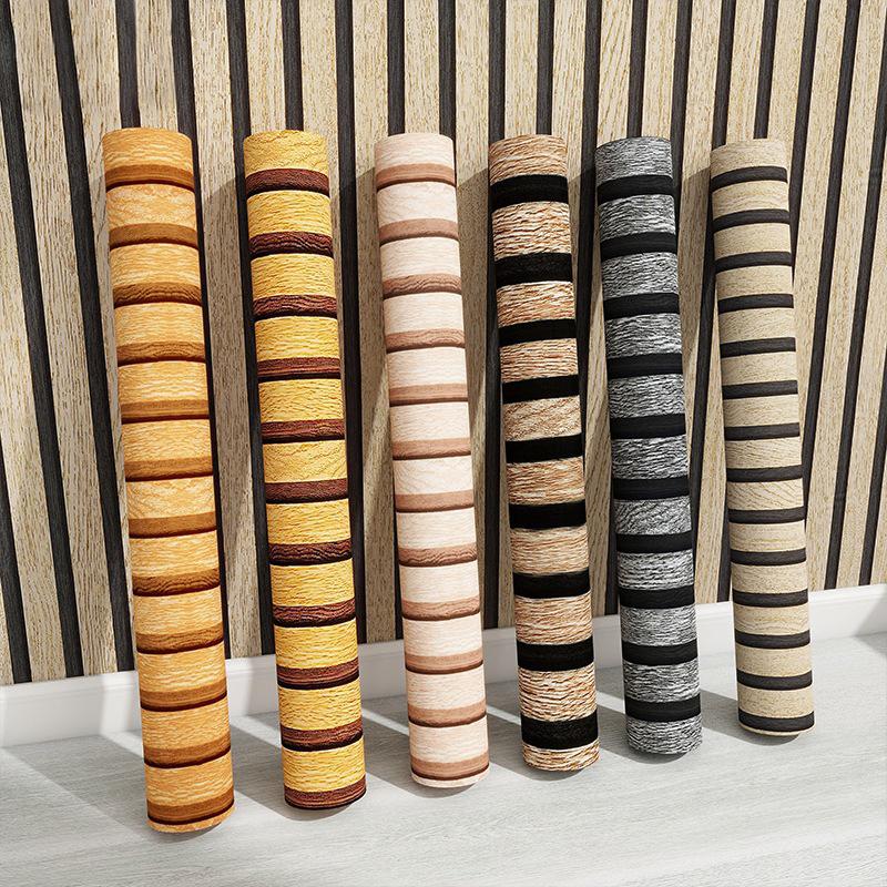 Imitation Wood Grain Wall Grille PVC Self-adhesive Waterproof And Moisture-proof Wall Stickers TV Background High-end Wallpaper