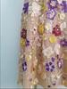 Colorful Flower Embroidery V-Neck Short-Sleeve Dress by Vietnamese Designer