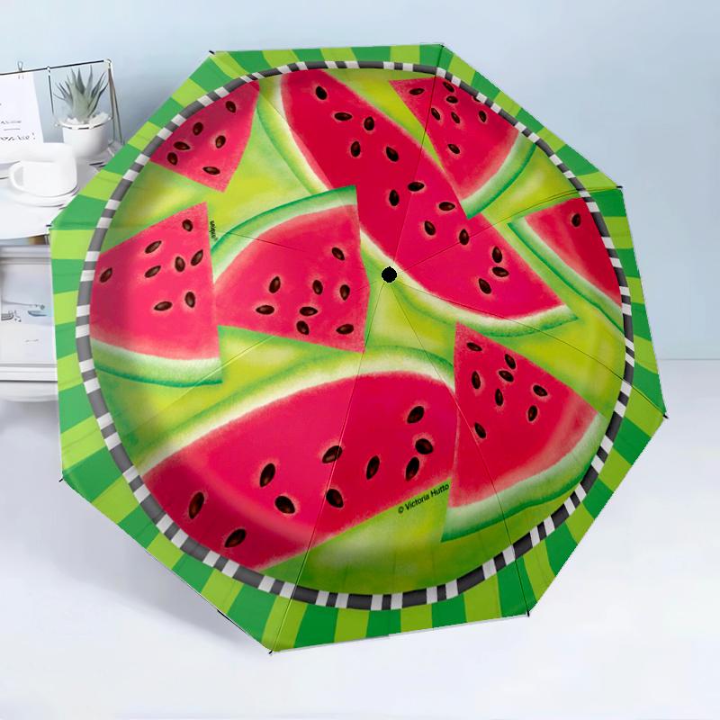 Watermelon with Intricate 8-Frame for Travel, Camping, Casual Lightweight Portable Umbrella, Essential for Every Family Holidays Birthday Gift