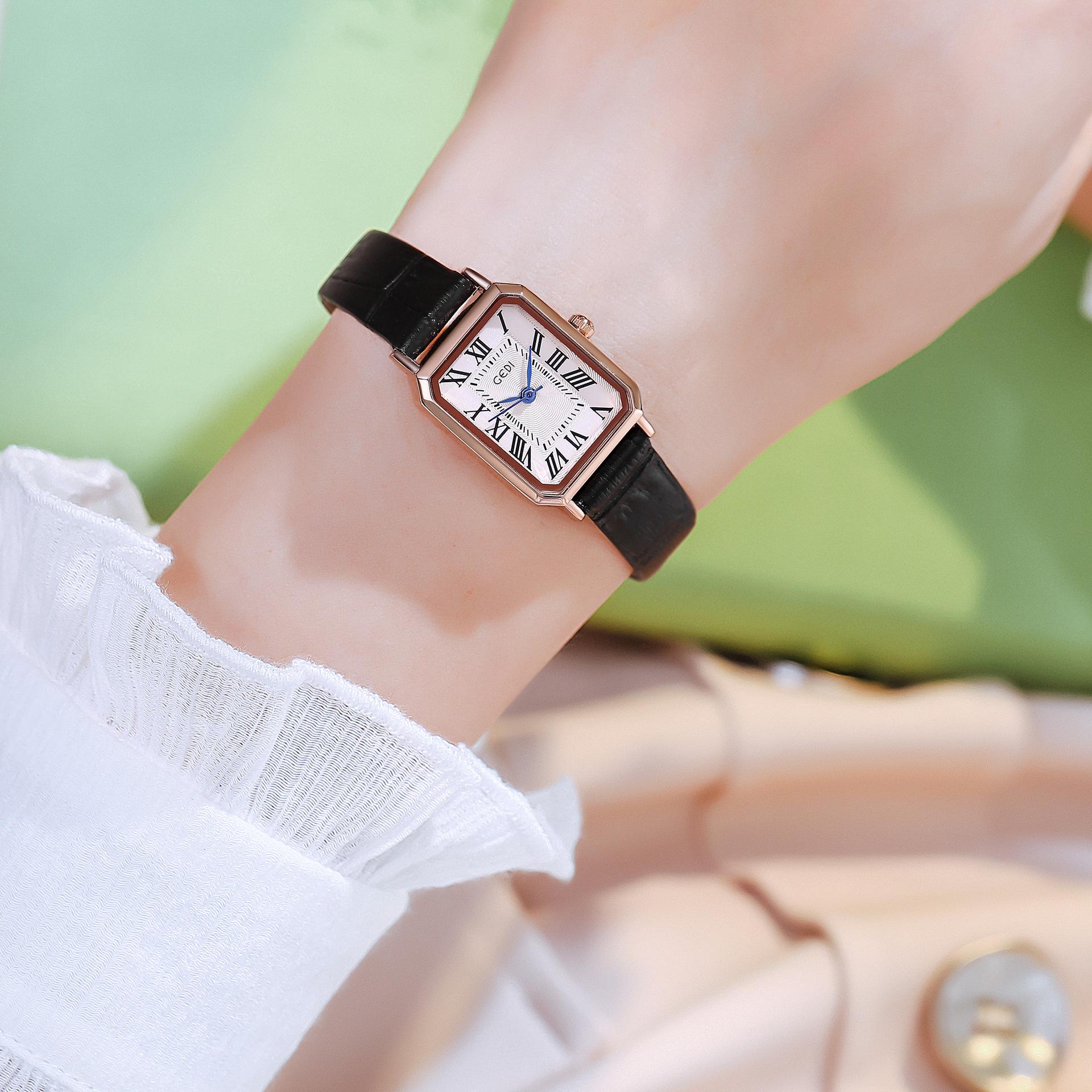 

Модные женские часы в корейском стиле, простые, маленькие, квадратные, кварцевые, с ремешком, водонепроницаемые часы для женщин