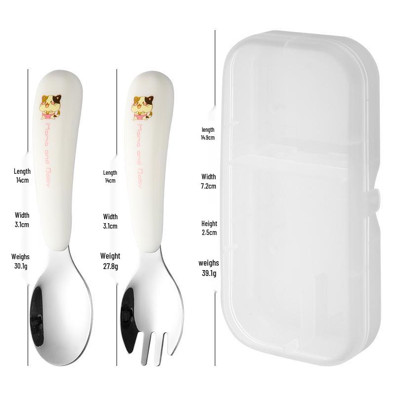 Children's 304 Stainless Steel Cutlery Set: 2-Piece Spoon & Fork for Baby Feeding