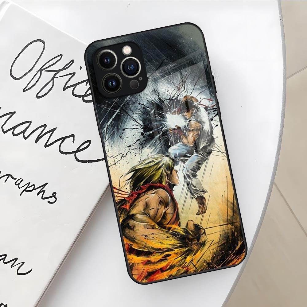 Spiel S-Street F-Fighter Handyhülle für Iphone 16 15 14 12 11 13 Pro Max Mini X Xr Xs Se 8 Puls Glas Abdeckung