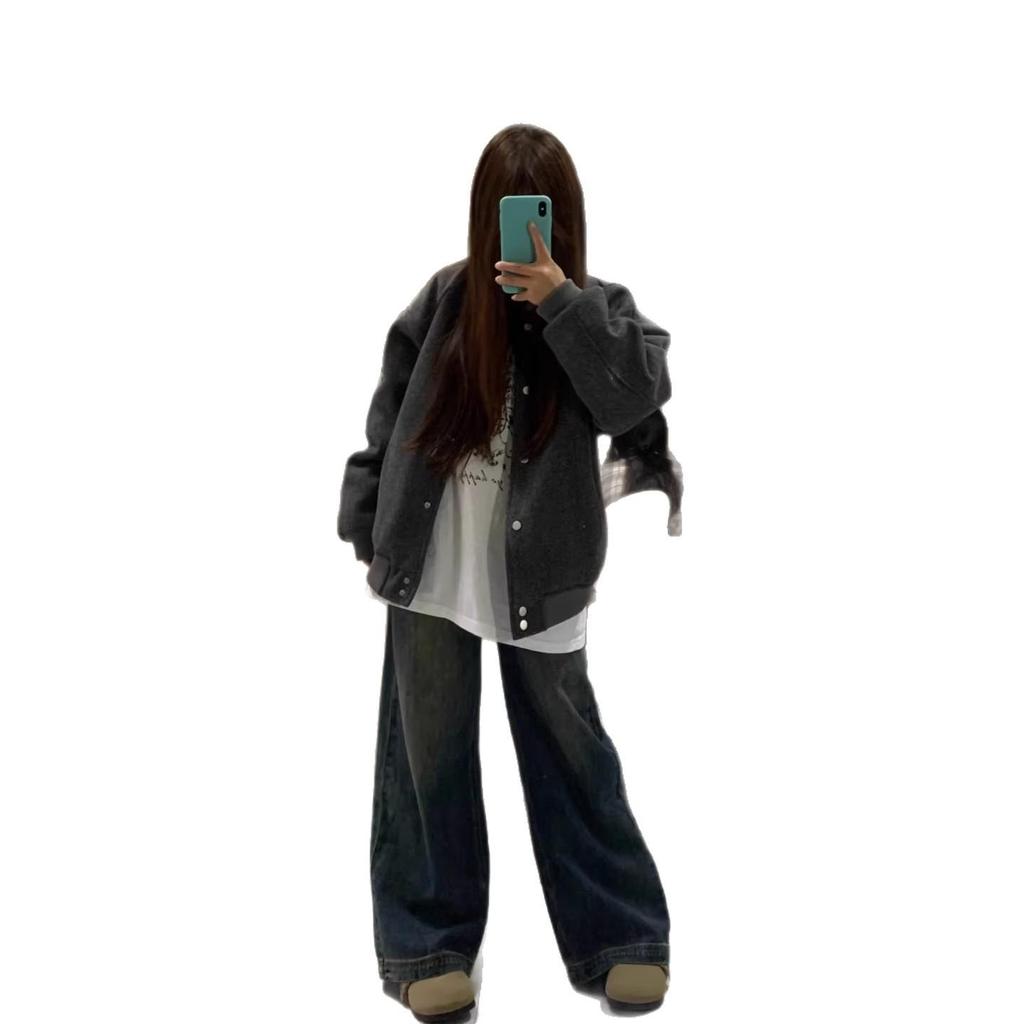 Women's American Retro Baseball Jacket - Autumn/Winter 2025, Korean Style, Loose, Casual, Versatile