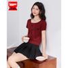 IEF Women's Heart Print Short Sleeve Knit Top