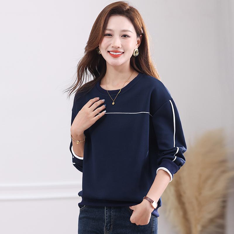 

Свитшот с длинным рукавом и контрастным цветом, с круглым вырезом, женский повседневный спортивный топ L синий