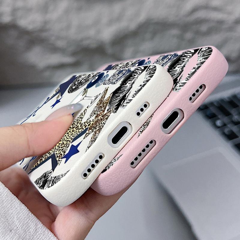 Leopard Star Disco Ball Pattern Case For iPhone 17 Pro Max iPhone 16 Pro Max 15 14 13 12 11 16E Air Luxury Leather Texture Silicone Cover