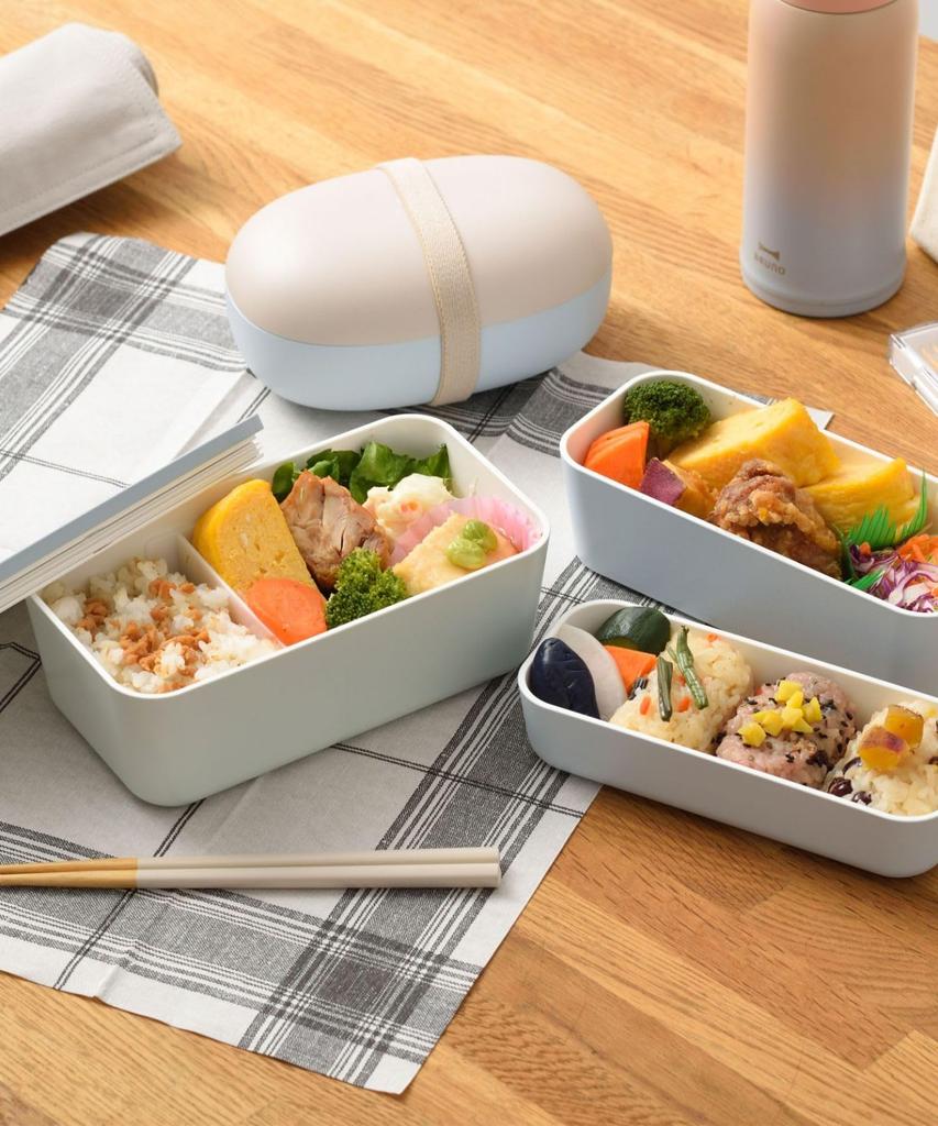BRUNO Yamanaka Lacquer Bicolor Lunch Bento Dishwasher Microwave No 2-Tier Box, Box, Safe, Safe, Gray, Size, RBHK013-GY