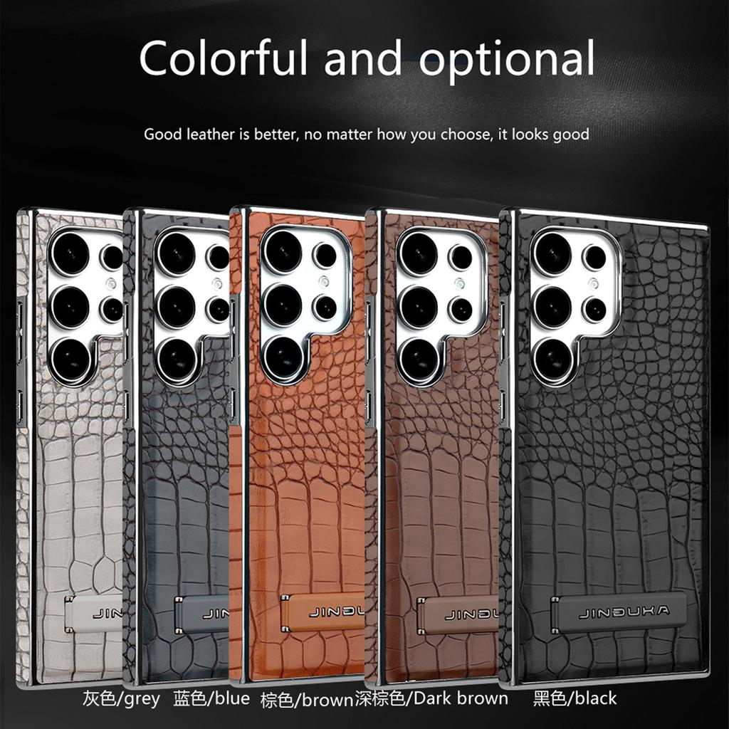 Boutique Crocodile Texture Leather Stand Case For Samsung Galaxy S25 Ultra S24+ Plus S23 Magnetic Cover Kickstand Premium
