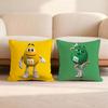 cartoon M-M&M's Cushion Cover Home & Car Multi-Scene Pillow Cover - Reversible, Soft & Durable for Daily Use