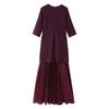 Elegant Polyester Spliced Short Sleeve Dress For Women With Round Neck For Spring