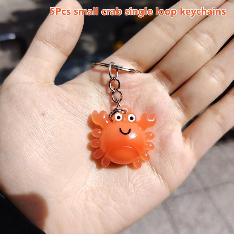 5Pcs Funny Color-Changing Baked Crab Car Pendant Car Decoration Accessories Creative Swing Goose Lobster Keychain Bag Pendant