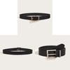 Solid Square Buckle Color Leather Belt Metal Decoration Black Girdle Fashion
