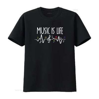 Music Is My Life Musical Notation Sheet T Shirt Vintage Washed Graphic Casual Streetwear Top For Everyday Wear Comfortable