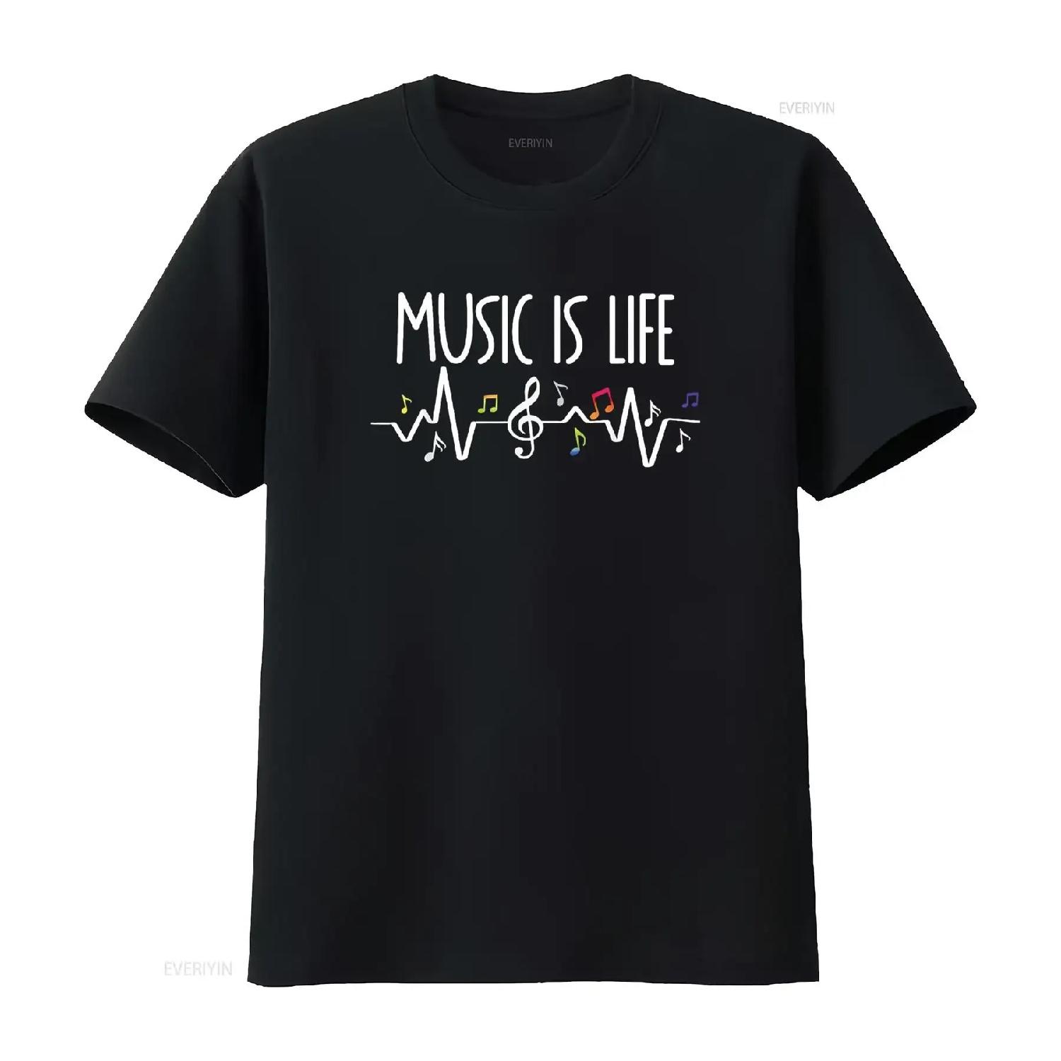 

Music is My Life Musical notation Sheet T Shirt vintage Washed graphic Casual streetwear Top For Everyday Wear Comfortable XXXXXL різнокольоровий