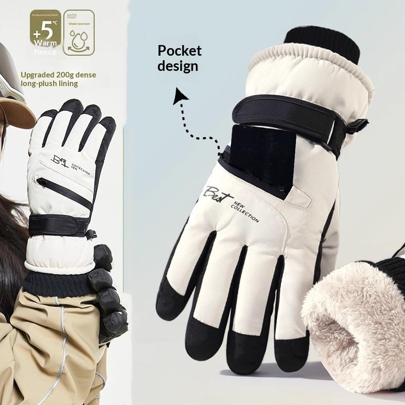 Winter Cycling Gloves Non Slip Touch Ski Gloves Snowboard Accessories Waterproof Pocket Warm Men'S And Women'S Thermal Gloves