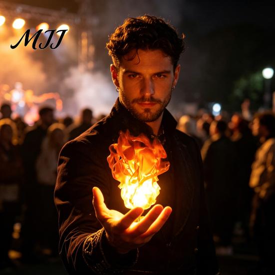 Battery Operated Flame Lamp Floating Fireball Prop, LED Glowing Halloween Handheld Prop for Cosplay, Safe Artificial Powered Stage Light Party