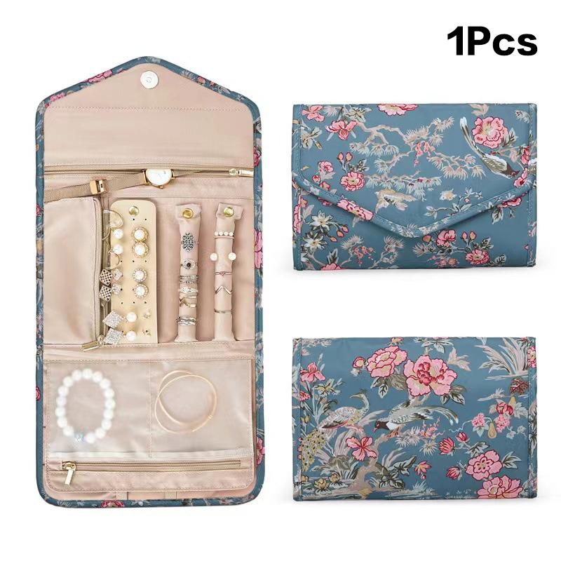 Foldable Jewelry Case Roll Travel Jewelry Organizer Portable For Journey Earrings Rings Diamond Necklaces Brooches Storage Bag
