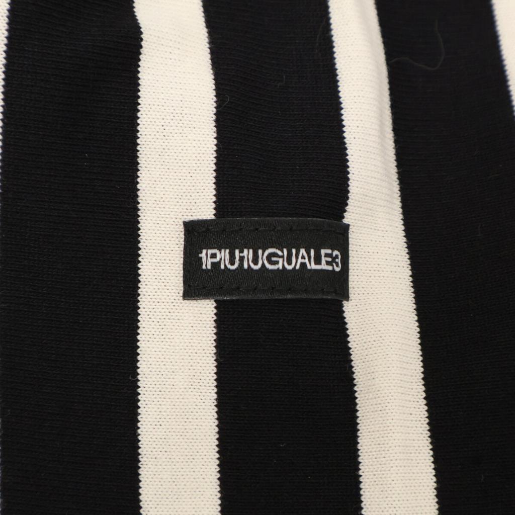 1piu1uguale3 Block Stripe MRT309 Cotton Crew Neck T-Shirt tops 4 Black WhiteUsed