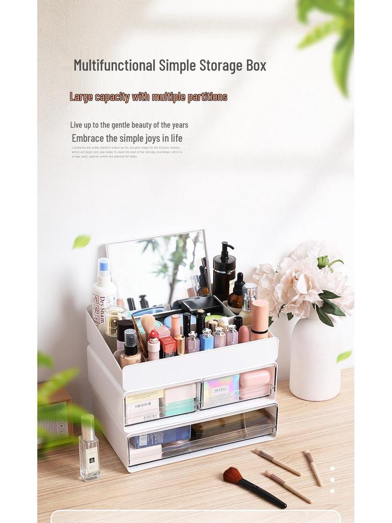 Transparent Multi-Grid Desk Organizer & Cosmetic Storage Drawer