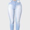 Jeans aderenti alla moda aderenti elasticizzati da donna, jeans a vita alta da donna, jeans aderenti casuali, pantaloni a matita in denim elasticizzato, taglie forti