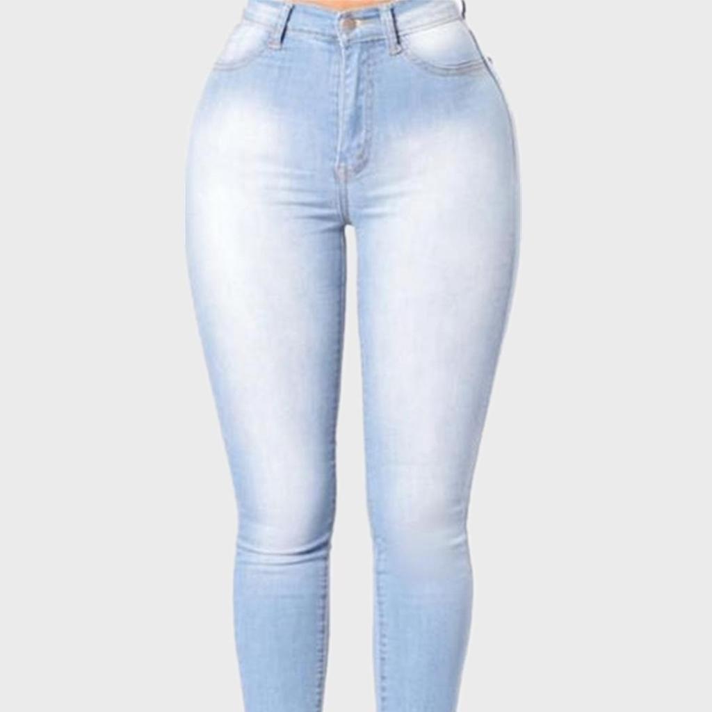 Jeans aderenti alla moda aderenti elasticizzati da donna, jeans a vita alta da donna, jeans aderenti casuali, pantaloni a matita in denim elasticizzato, taglie forti