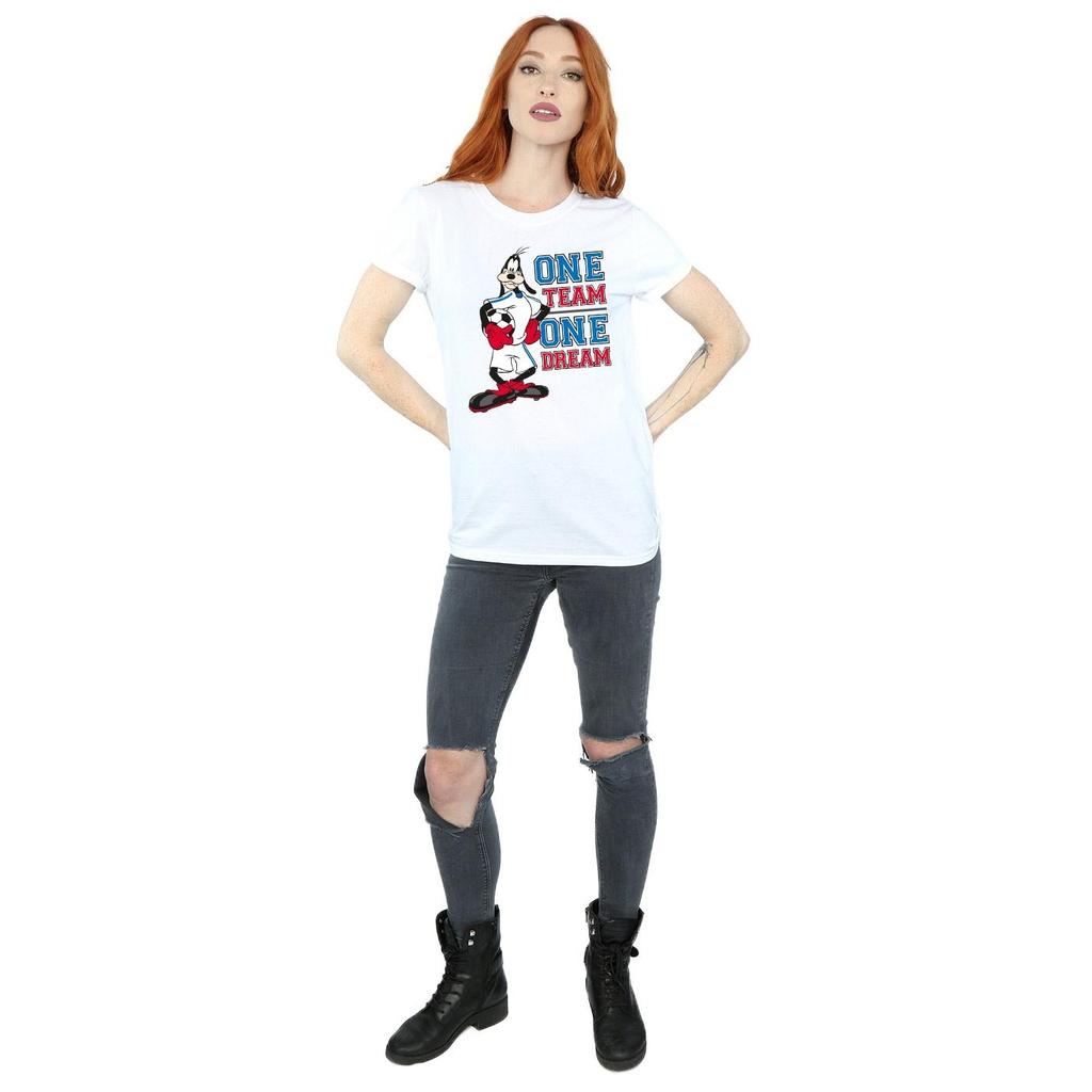 Disney Womens/Ladies Goofy One Team One Dream Cotton Boyfriend T-Shirt