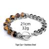 Stainless Steel Black Agate Men's Bracelet - New Chinese Style Jewelry
