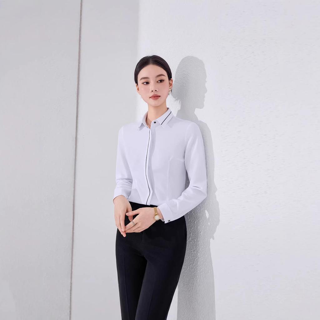 2026 Women's Formal Long Sleeve White Shirt – Spring Workwear Design