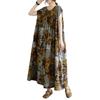 Summer Cotton Hemp Printed Artistic Loose Large Medium Long Dress for Women Casual Dresses