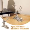 Brass Used Deer Antlers Ornament,  Desktop Deer Ornament