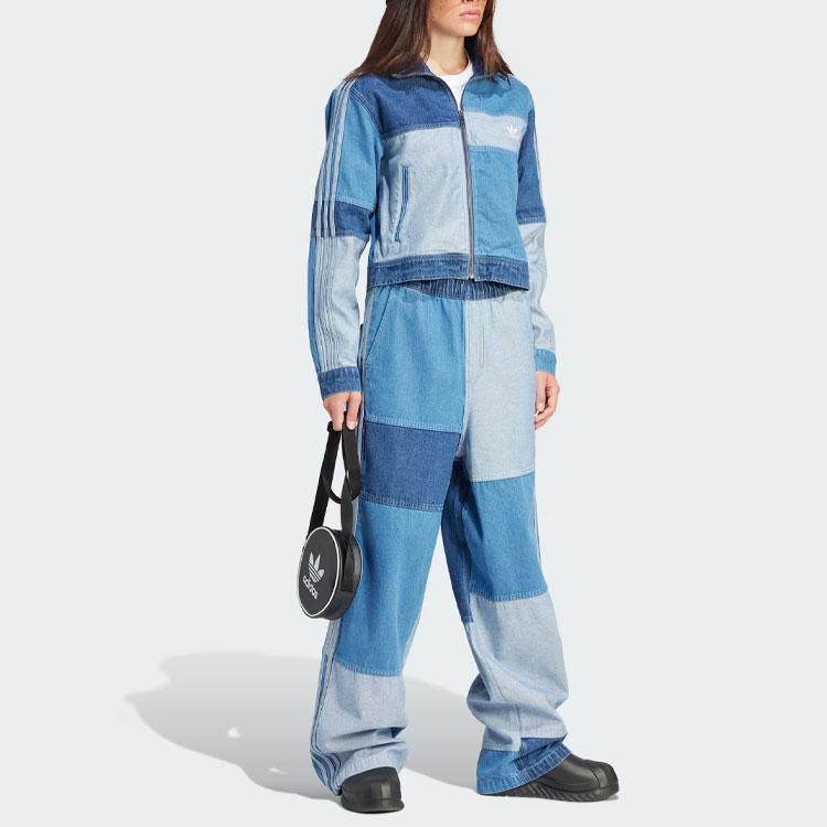 adidas Originals Kseniaschnaider Denim Patchwork Track Top Women Jacket Light-Blue IU2464