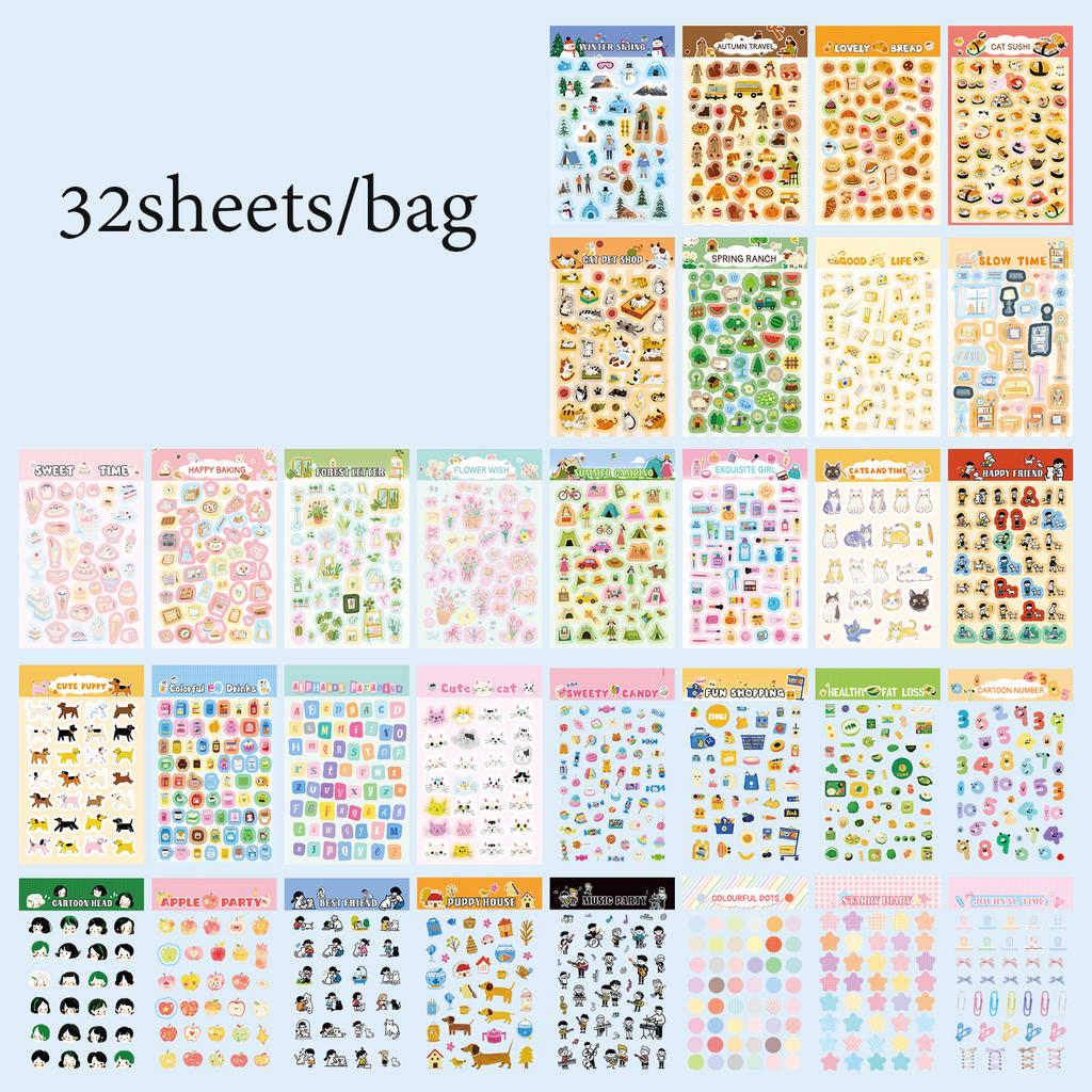 1 Buch Niedliches Tier-Thema Sticker-Sammelbuch 32 Blätter Für Scrapbooking DIY Dekoration Collage-Material Handyhülle Rahmen