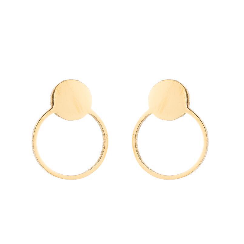 Korean Simple Geometric Round Stainless Steel Ear Studs for Women - Personalized Cartilage Jewelry