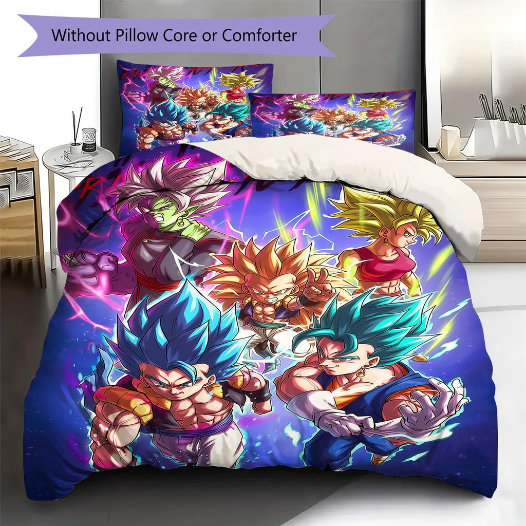 DRAGON BALL Pattern Bedding,Quilt Set Quilt Cover Pillowcase Home Birthday Gift (1 * Duvet Cover + 2 * Pillowcase, Without Core)