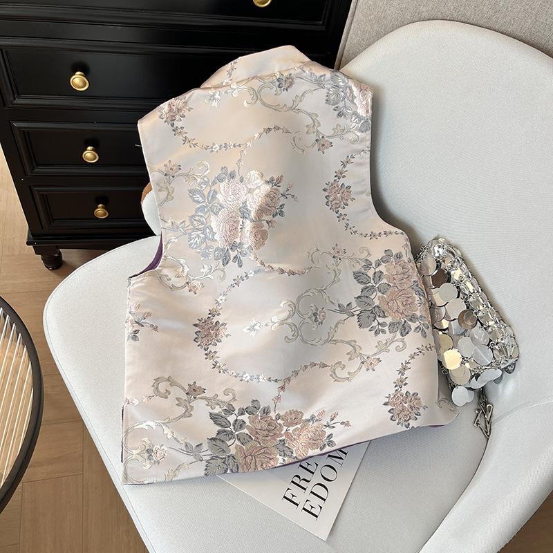 Women's vest 2025 spring new high-end popular jacquard buckle sleeveless
