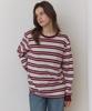 OURHOPE Oversized Logo Striped Sleeve T-Shirt - Burgundy