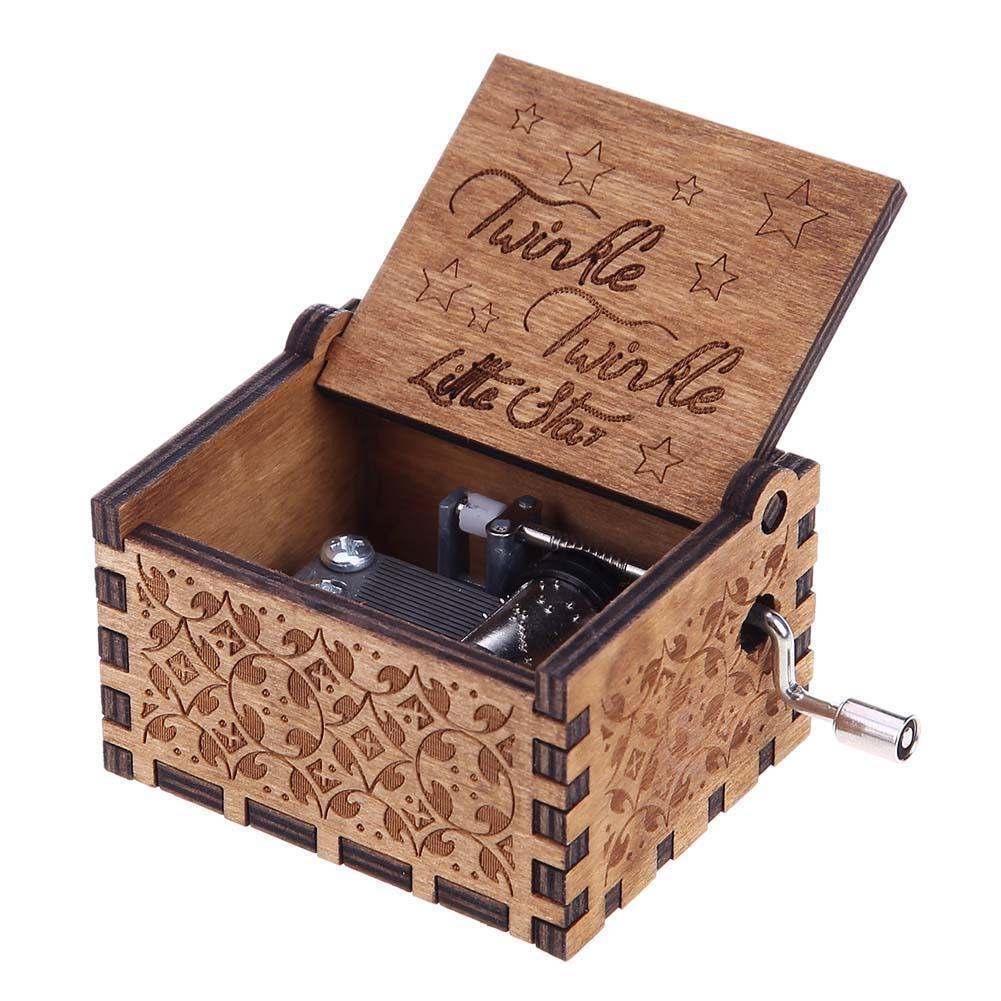 Handcrafted Retro Music Box Carved Wood Music Case Perfect For Xmas And Birthdays
