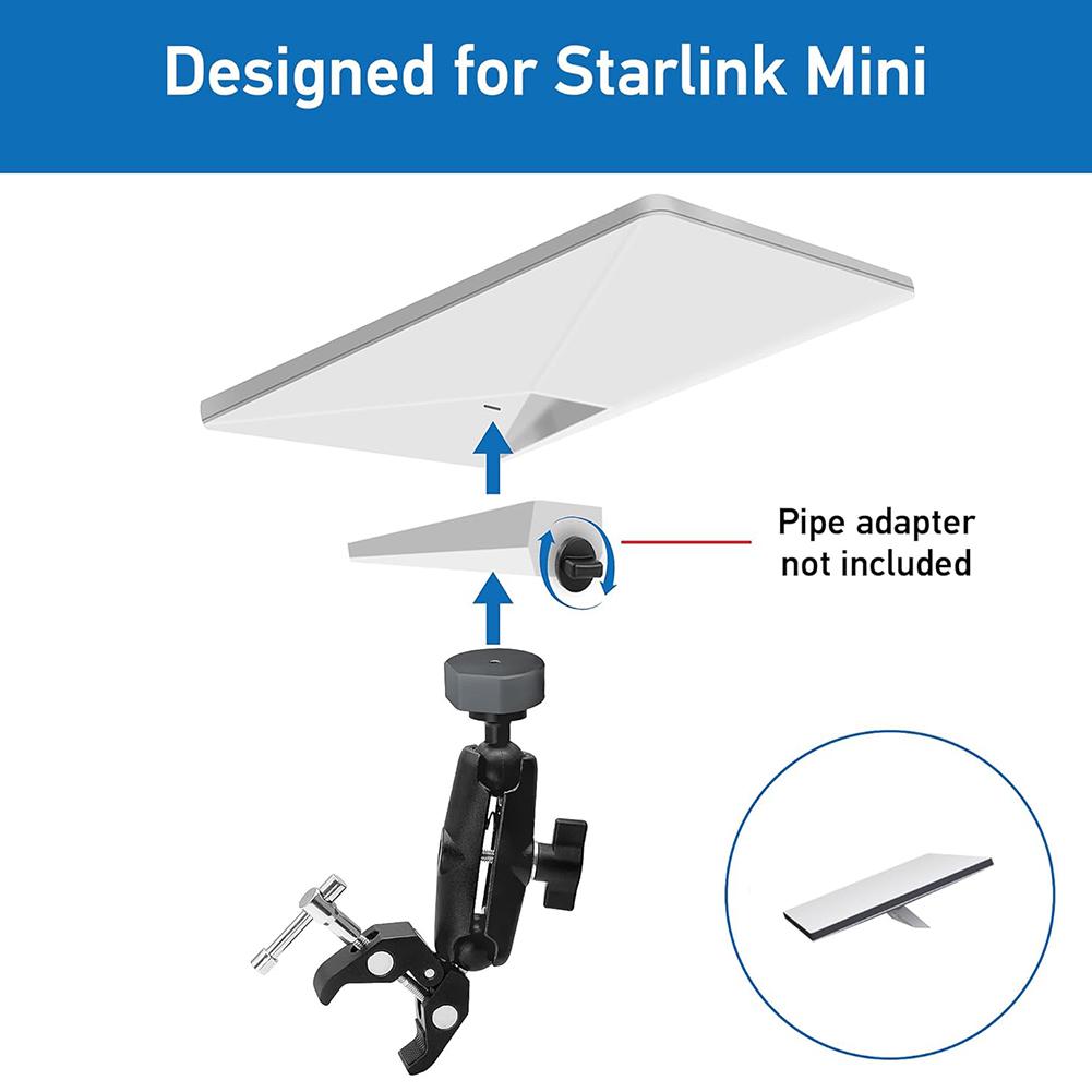 For Starlink Mini Clamp Bracket Kit Adjustable Pole Mount Clamp Mount for RV Ladders Roof Rack Balcony