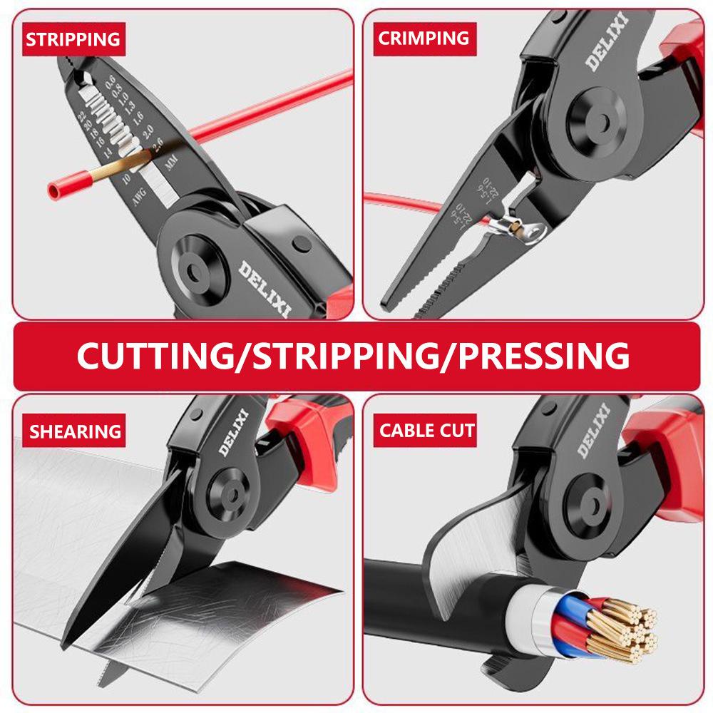 5-in-1 Multifunctional Pliers Set with Replaceable Head, Wire Stripper, Crimper, Needle Nose Linesman Pliers