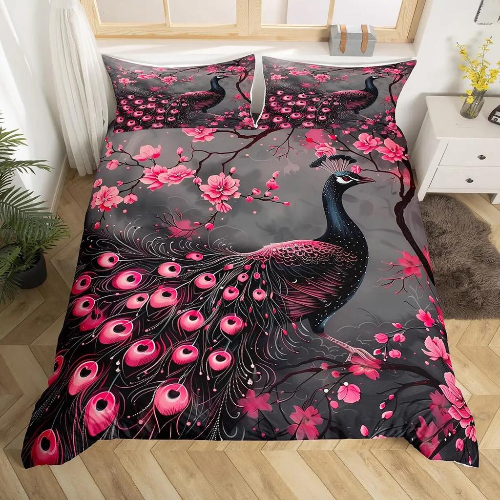 Comforter Peacock Queen Watercolor Feather Bedding Set Bird Animal Floral Print Art Painting Comforter And 2 S