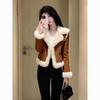 Women's Stylish Brown Shearling Coat - Chic, Thick, and Warm Winterwear.