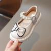 Kids Dance Performance Shoes Girls' Leather Shoes with Cute Sweet Bow 2024 New Children Princess Shoes Glossy Soft Sole Elegant