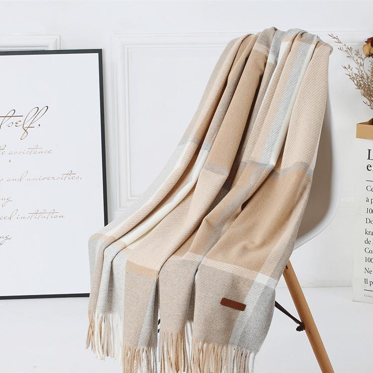 Warm Wool Scarf for Women Winter Plaid Design Soft Wear Open Scarves Female High Quality